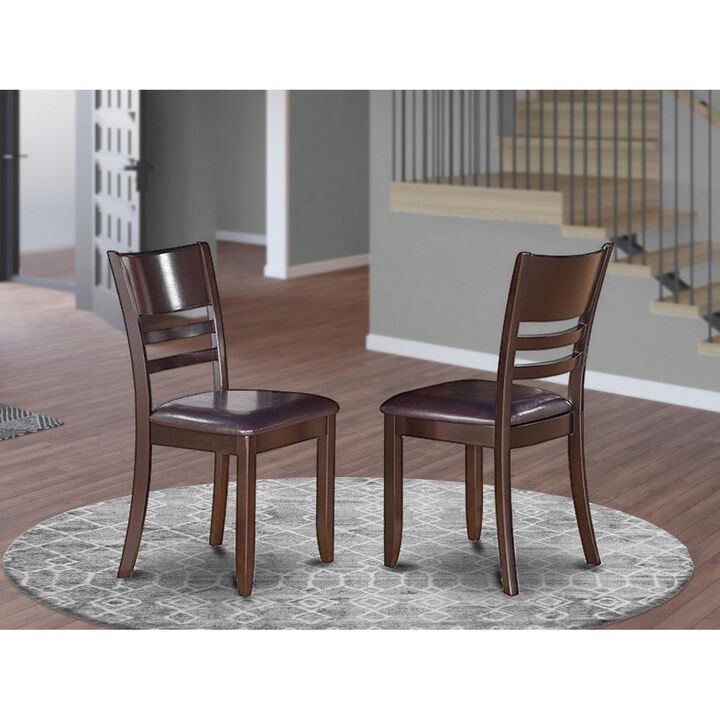 East West Furniture Lynfield  Dining  Chair  with  Faux  Leather  Upholstered  Seat  in  Cappuccino  Finish,  Set  of  2