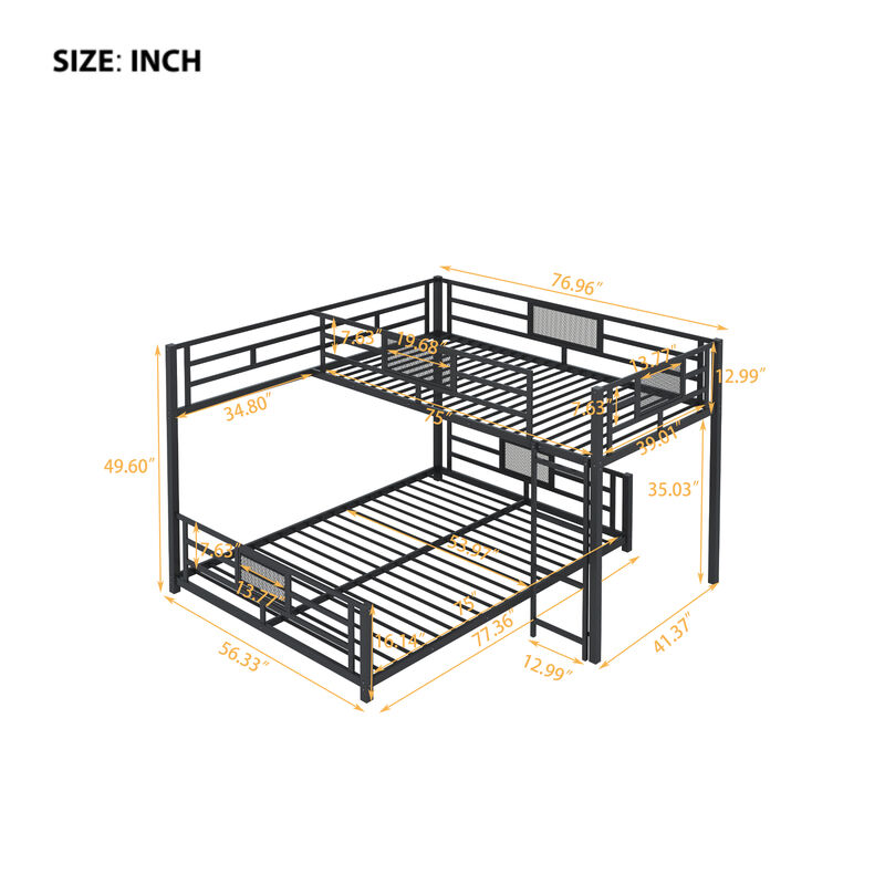 Merax L-shaped Metal Twin over Full Size Bunk Bed
