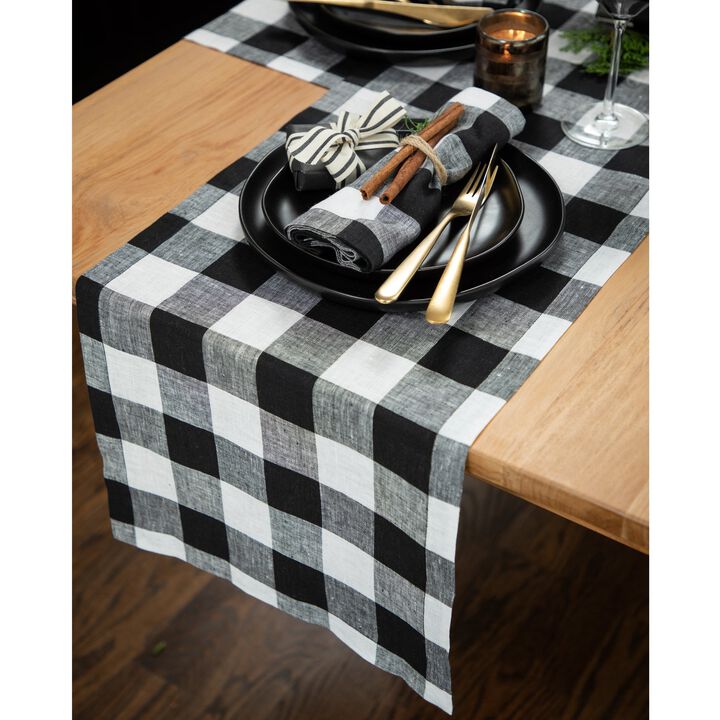 Solino Home 100% Pure Linen Table Runner | Buffalo Check
