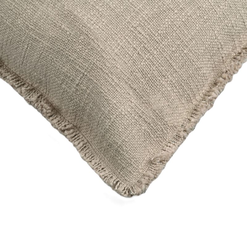 Organic Chic washed textured cotton solid pillow with frayed edges