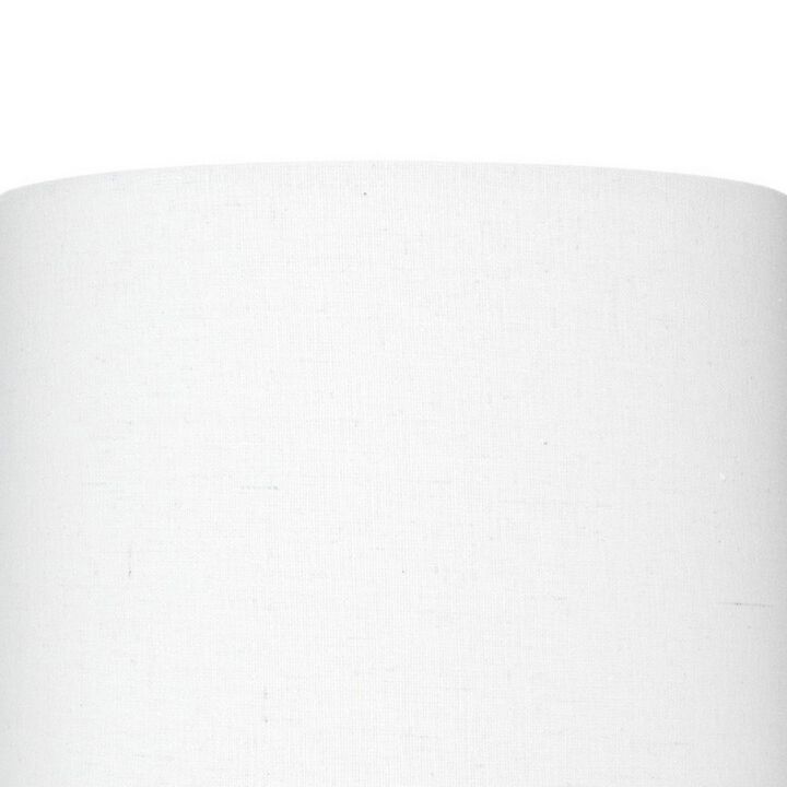 Table Lamp with Floral Pattern Ceramic Base, White-Benzara