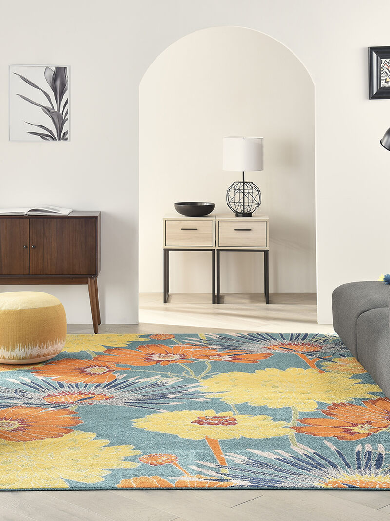 Allur ALR06 Turquoise/Multicolor 4' x 6' Rug