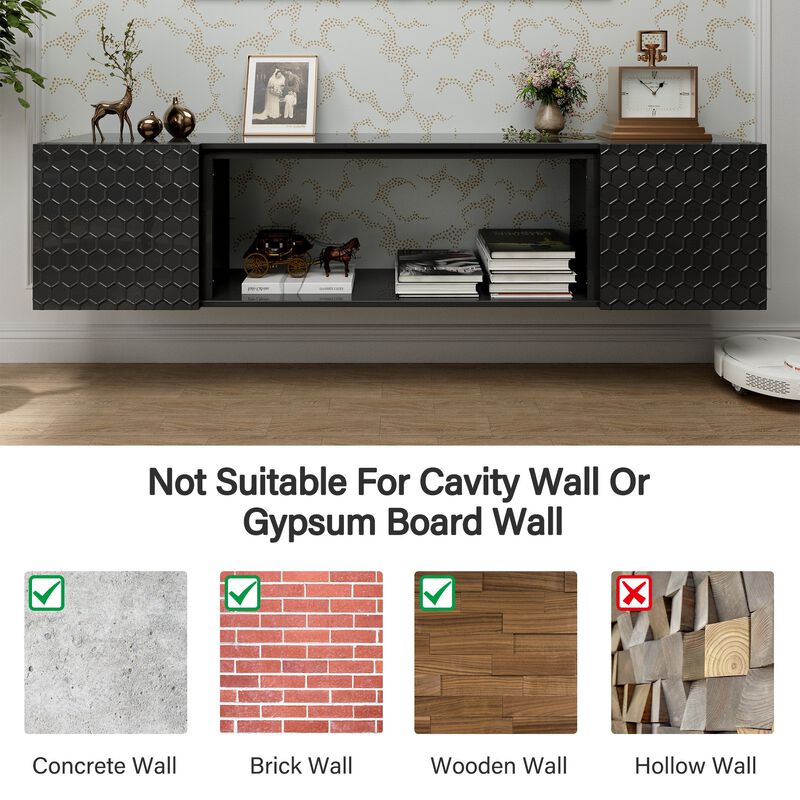 Wall Mount Floating TV Stand up to 80 in