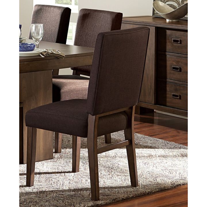 Chocolate Brown Fabric Side Chairs 2 Piece Set