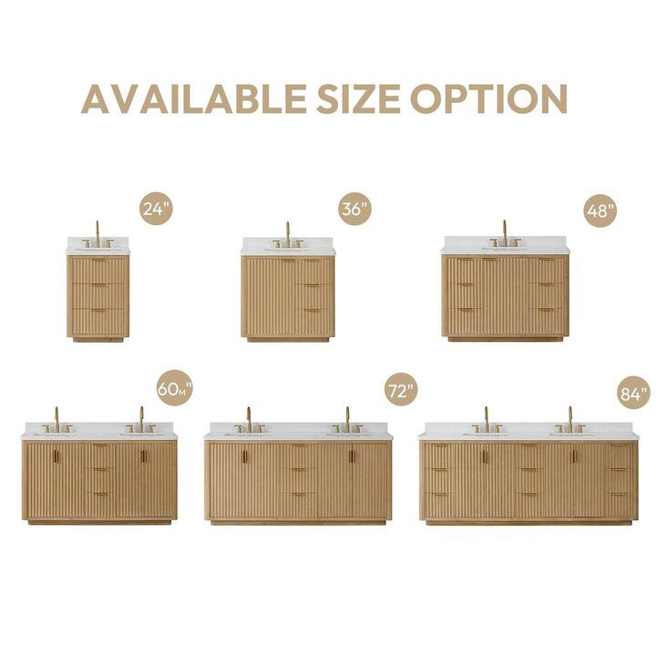 Vinnova Design Cádiz 84in. Free-standing Double Bathroom Vanity in Washed Ash Grey