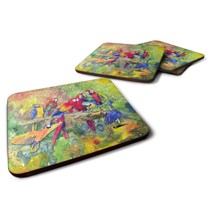 Caroline's Treasures 8600-2FC Bird-Parrot Foam Coasters (Set of 4), 3.5 H x 3.5 W, Multicolor