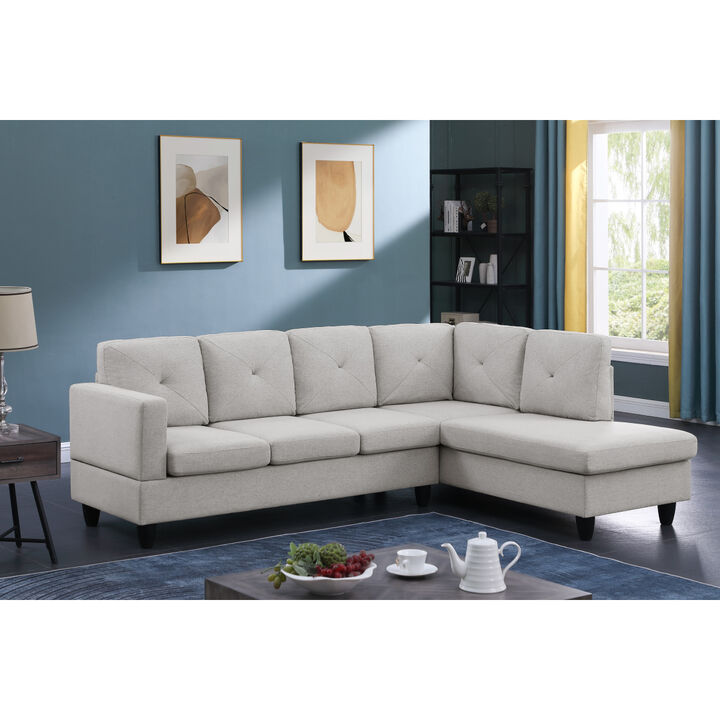 Santiago Light Gray Linen Sectional Sofa With Right Facing Chaise