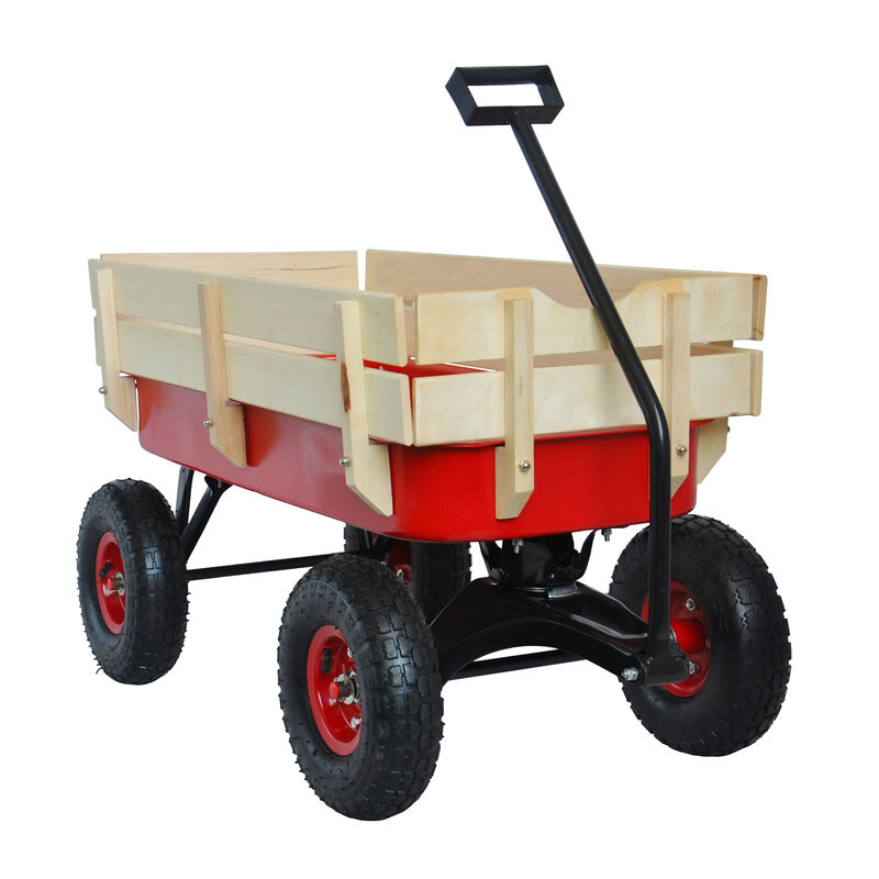 Streamdale Outdoor Sports Wagon w/Wood Panels & Air Tires (Red)