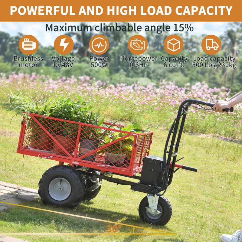 Electric Utility Cart: 500 Lbs Capacity, 1000 Lbs Towing