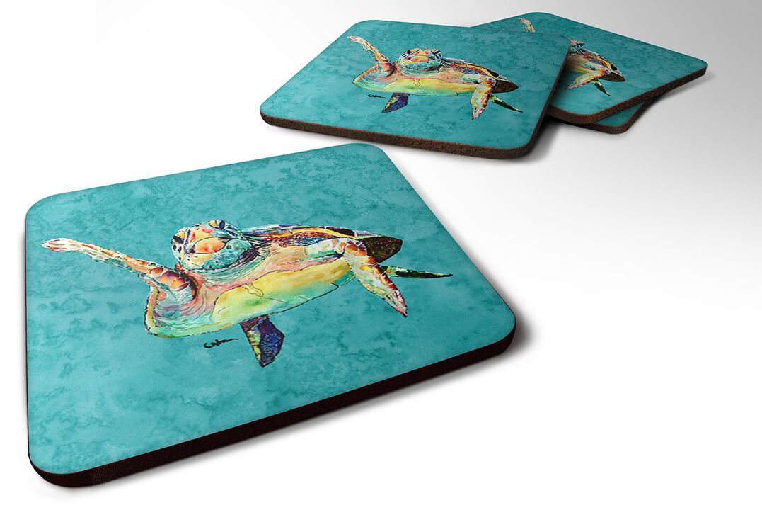 Caroline's Treasures 8672FC Turtle Foam Coasters (Set of 4), 3.5 H x 3.5 W, Multicolor
