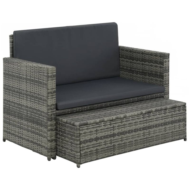 vidaXL 2 Piece Garden Lounge Set with Cushions Poly Rattan Gray