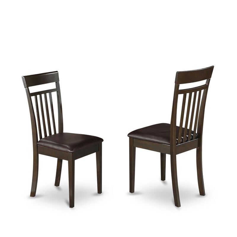 East West Furniture Capri  slat  back    kitchen  Chair  with    Leather  Upholstered  Seat,  Set  of  2