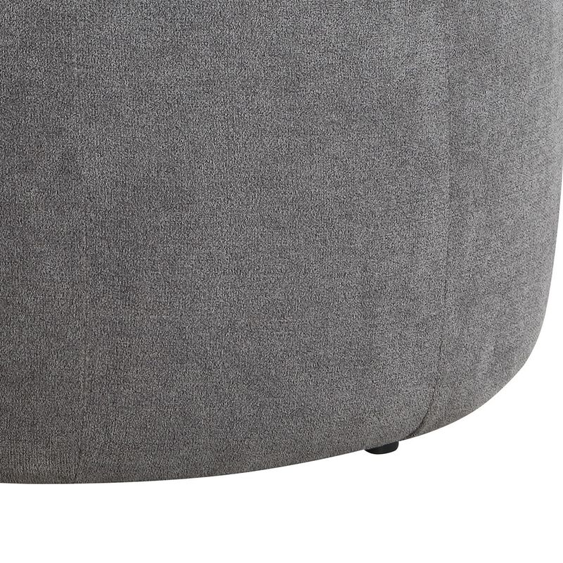Soi 30 Inch Storage Ottoman table, Black Round Top Lift, Gray Chenille  - Benzara