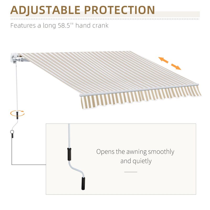 Beige/White Sun Cover: 12'x10' Adjustable Retractable Patio Awning