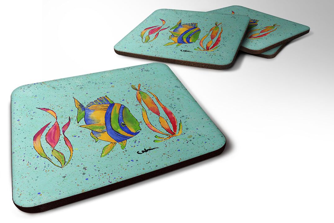Caroline's Treasures 8530FC Tropical Fish Foam Coasters (Set of 4), 3.5 H x 3.5 W, Multicolor