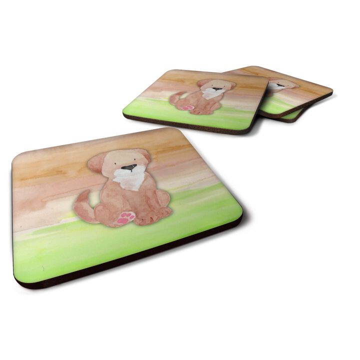 Caroline's Treasures Dog Green and Brown Watercolor Decorative coasters, 3.5, Multicolor