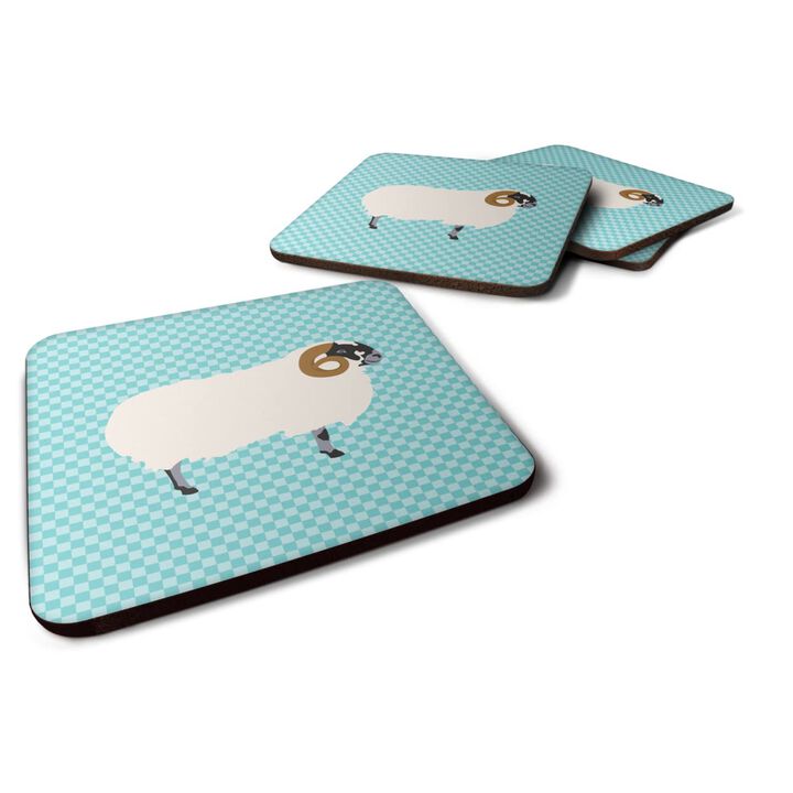 Caroline's Treasures Scottish Blackface Sheep Blue Check Decorative coasters, 3.5, Multicolor