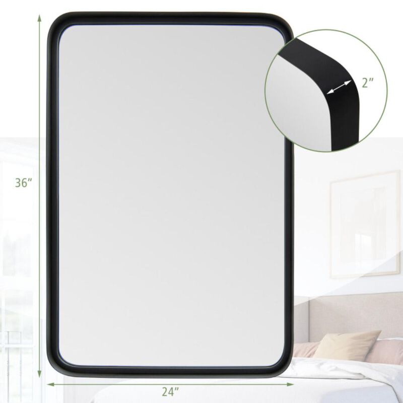 Hivvago Large Rectangular Wall-Mounted Bathroom Mirror with a Solid Steel Frame