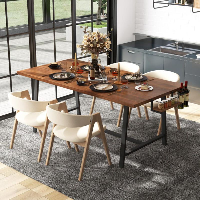 Hivvago 72 Inch Dining Table Rectangular Kitchen Table with 2-Bottle Wine Rack for 5-7