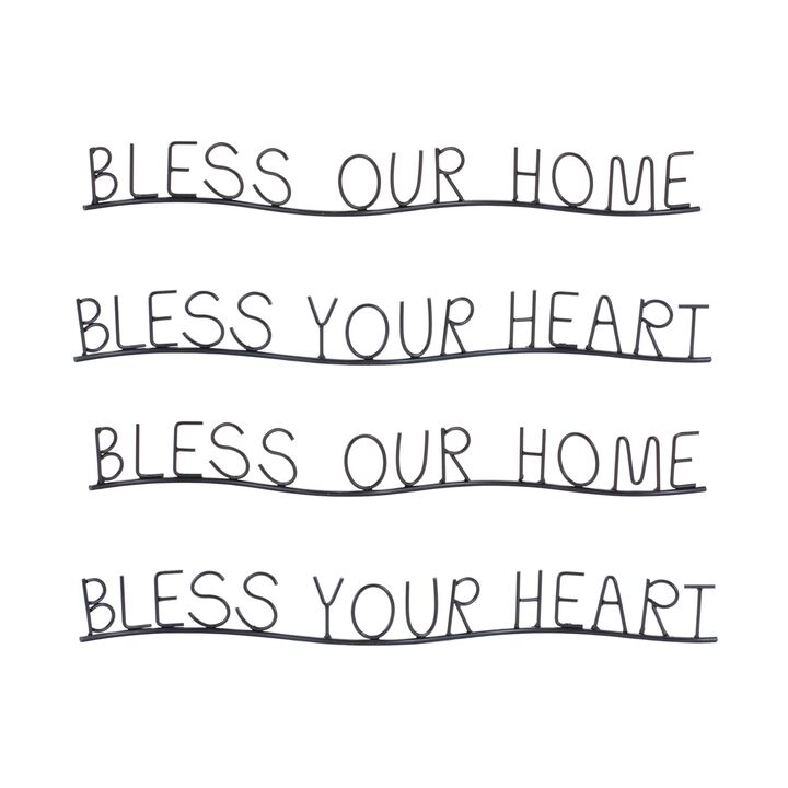 Set of 4 "Bless Home and Heart" Signs – Inspirational Décor for Home and Garden