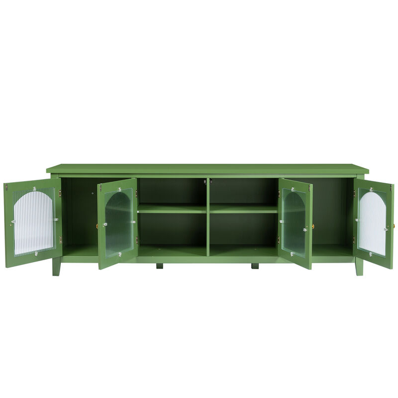 Hivvago 71" Stylish Wooden Television Stand Entertainment Center with Glass Door