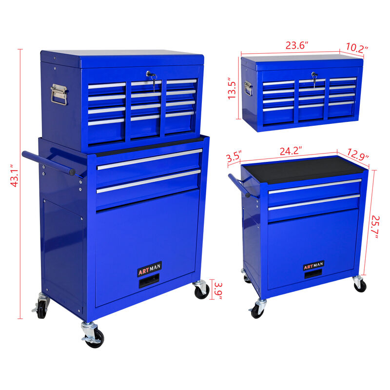 High Capacity Rolling Tool Chest With Wheels And Drawers, 8-Drawer Tool Storage Cabinet