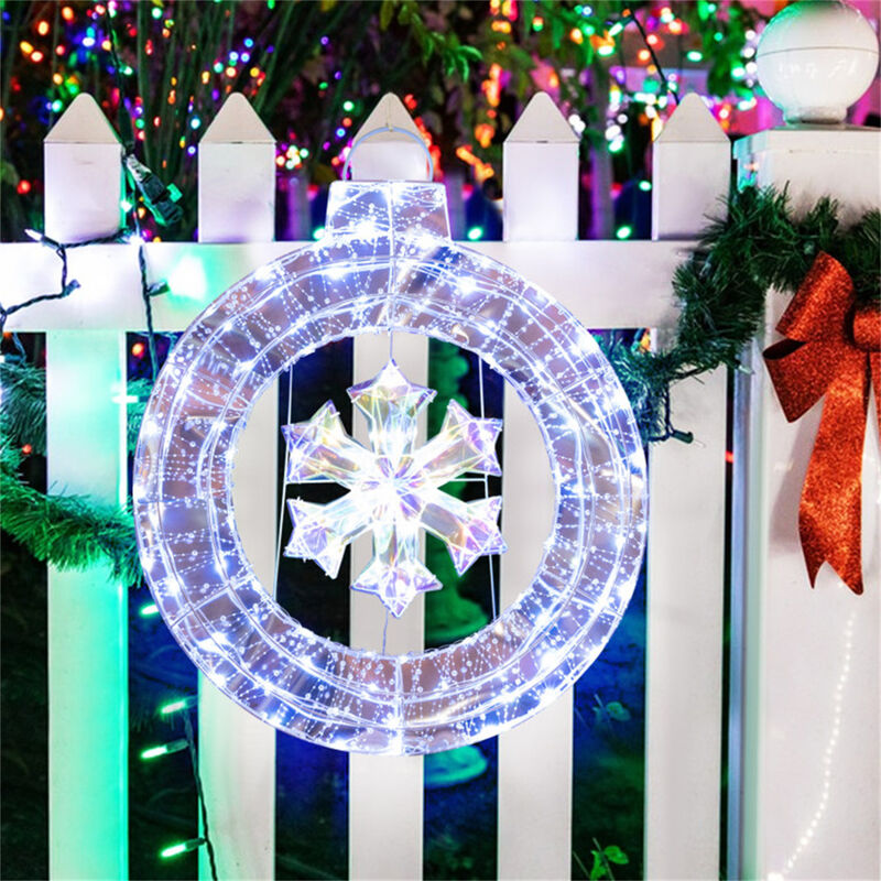 Snowflake Wreath with LED Lights for Christmas Front Door Decoration