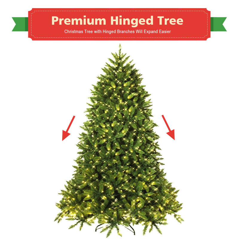 Premium Hinged Artificial Fir Christmas Tree with LED Lights