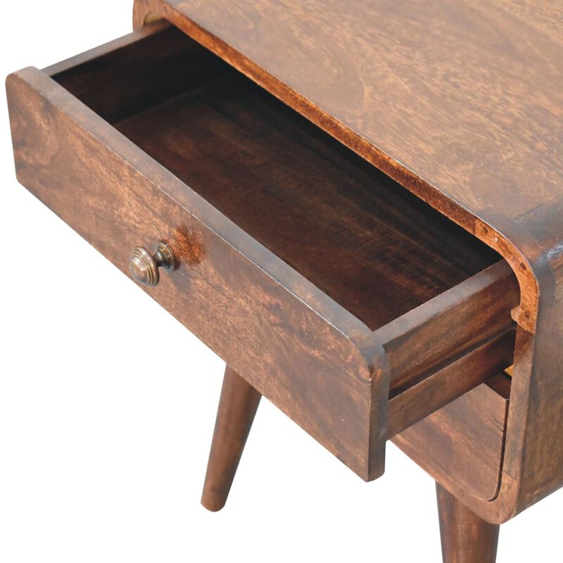 Artisan Furniture Solid Wood Curved California Walnut Bedside