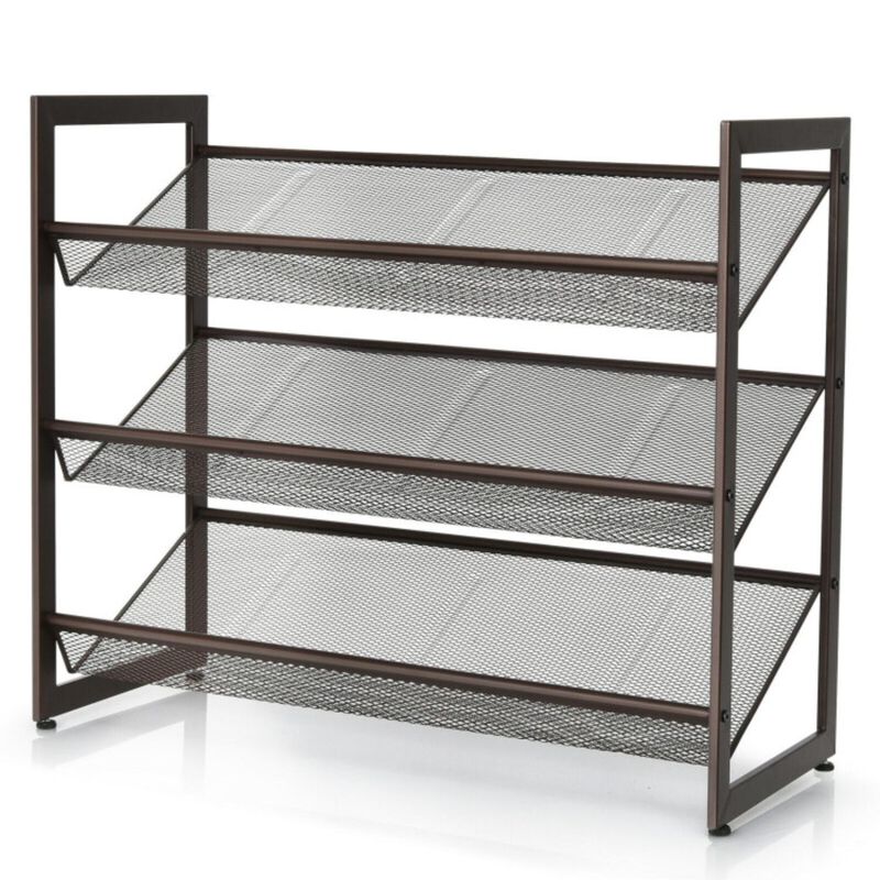 Hivvago Flat and Slant Metal Shoe Rack for Entryway Hallway