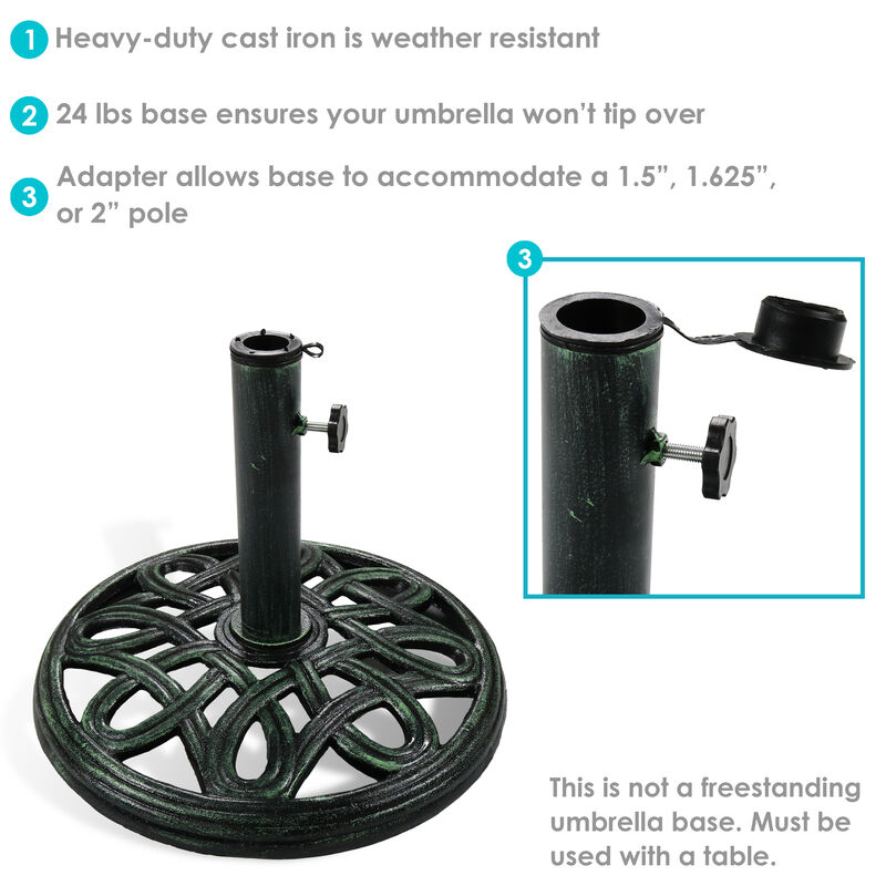 Sunnydaze 17 in Lattice Cast Iron Round Patio Umbrella Base - Black
