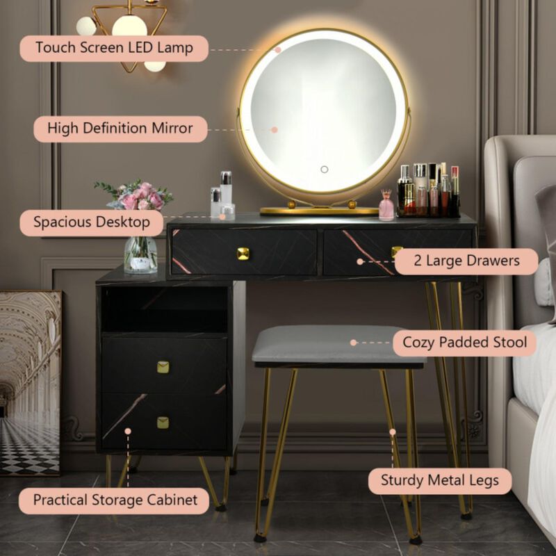 Hivvago Modern Dressing Table with Storage Cabinet