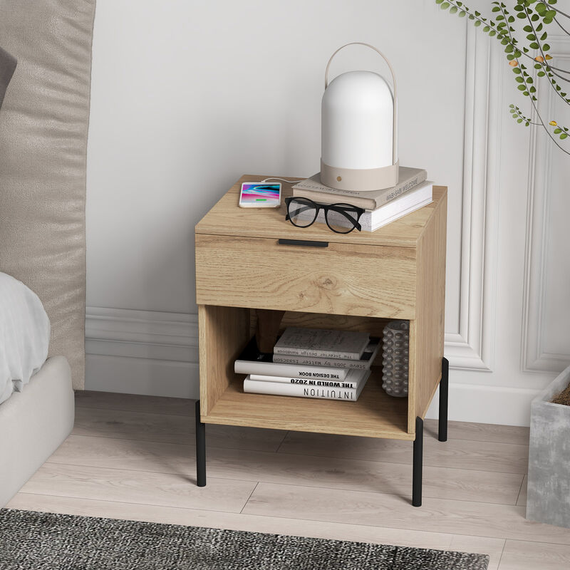 Modern Nightstand with Charging Station