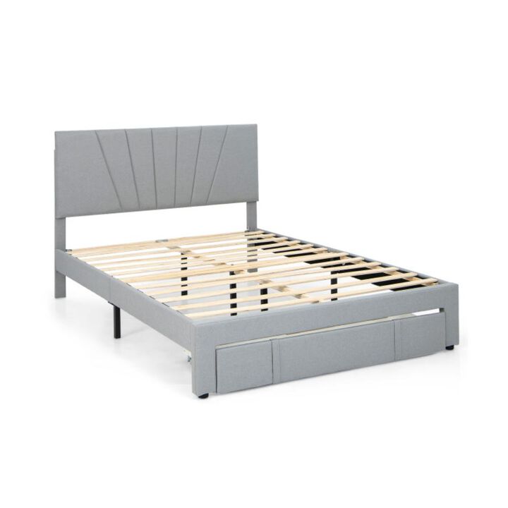 Hivvago Upholstered Bed Frame with Drawer and Adjustable Headboard