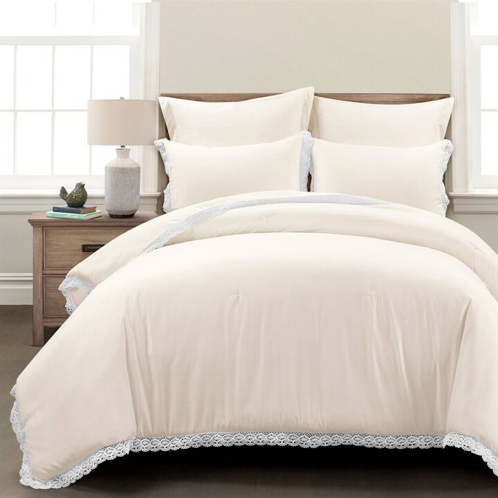 French Country 5-Piece Comforter Set with Lace Trim – Soft and Lightweight Bedding for Year-Round Comfort