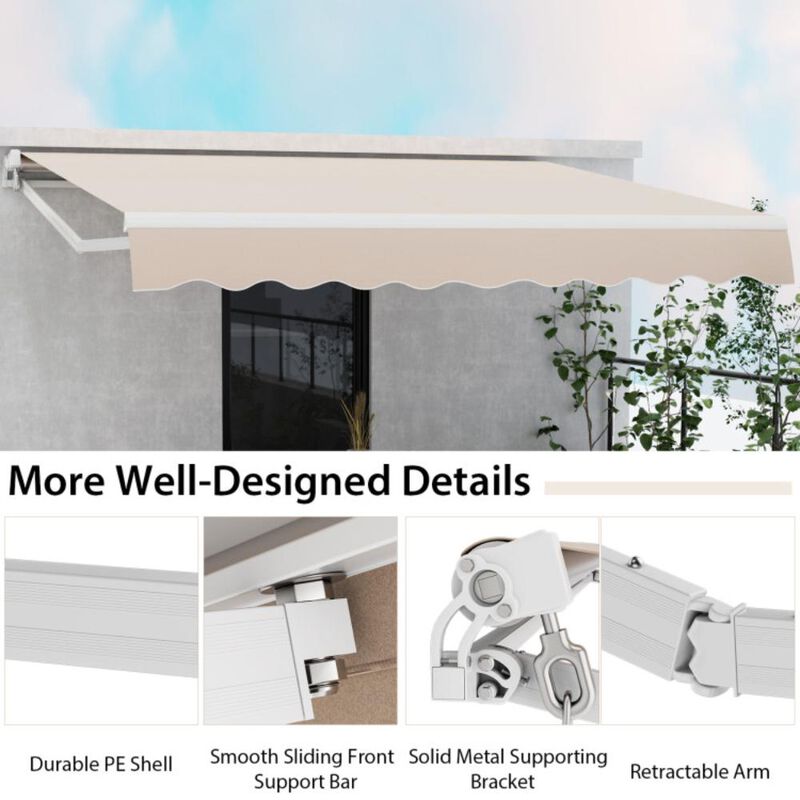 Hivvago 13 × 8 Feet Retractable Patio Awning Aluminum Deck Sunshade