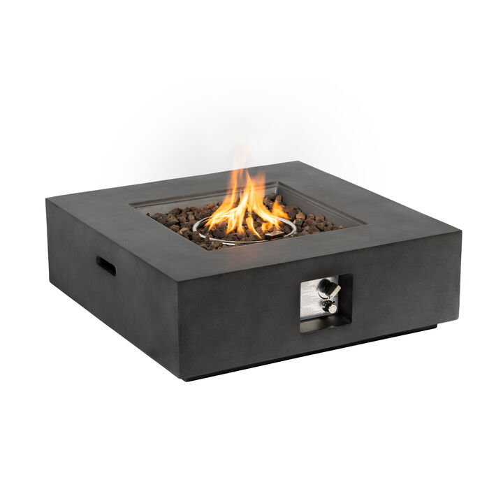 Outdoor Propane Fire Pit Table,Square Stone 35-inch Planter Base, 50,000 BTU Stainless Steel Burner, Free Lava Rocks and Waterproof Cover Outdoor Propane Fire Pit Table,Square Stone 35-inch Planter Base, 50,000 BTU Stainless Steel Burner, Free Lava Rocks and Waterproof Cover