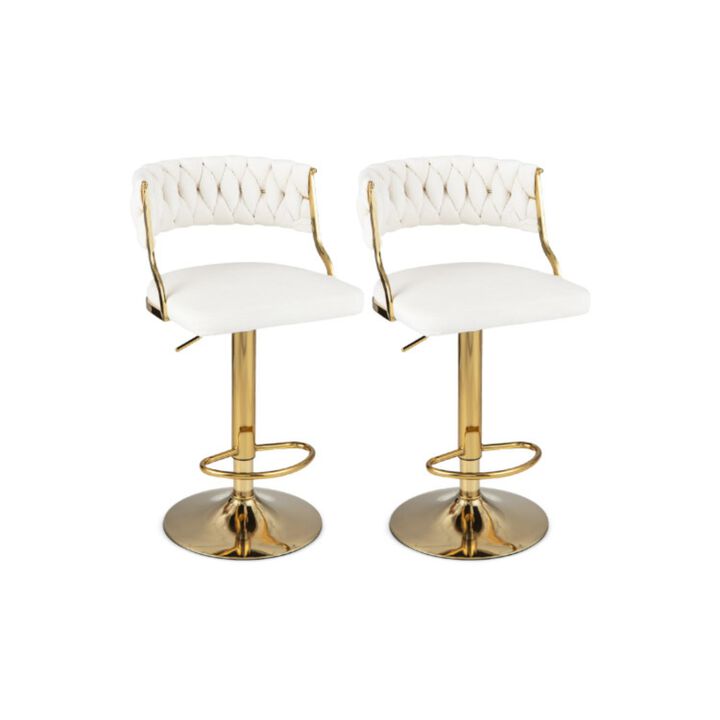 Hivvago Swivel Barstool with Woven Back Set of 2 for Kitchen Island Cafe