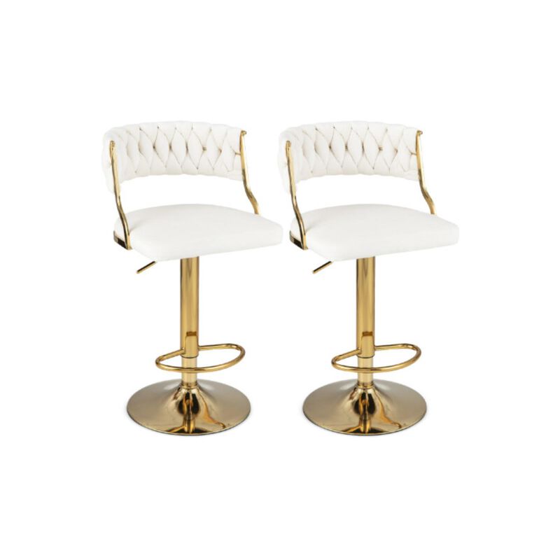 Hivvago Swivel Barstool with Woven Back Set of 2 for Kitchen Island Cafe
