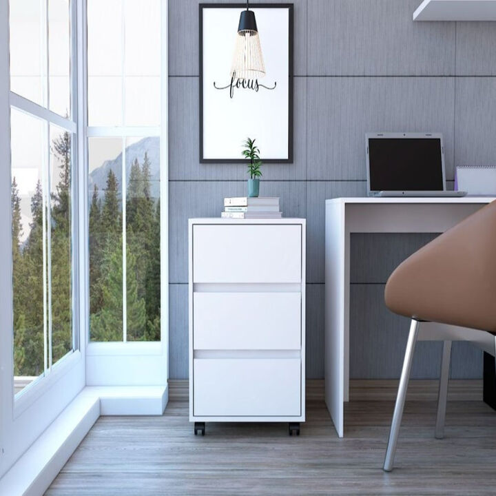 Three Drawers Filing Cabinet Bang, Office, White