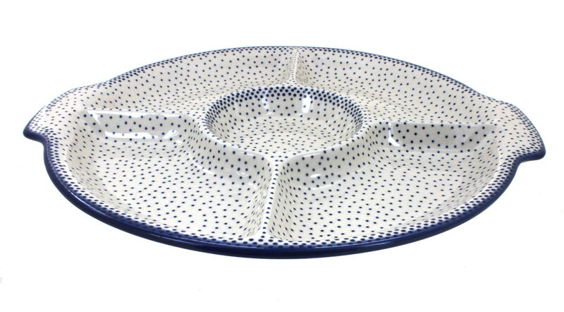 Blue Rose Polish Pottery Chip & Dip Plate