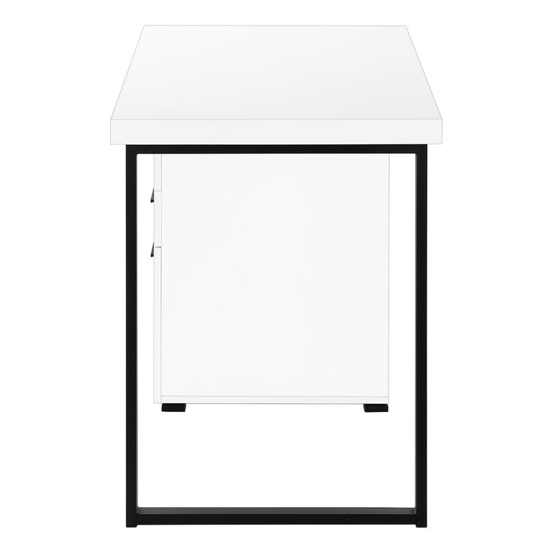 Monarch Specialties I 7646 Computer Desk, Home Office, Laptop, Left, Right Set-up, Storage Drawers, 48"L, Work, Metal, Laminate, White, Black, Contemporary, Modern