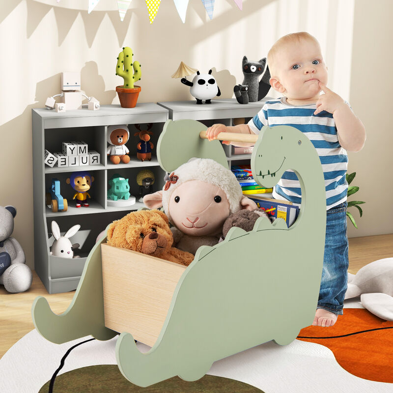 2-in-1 Wooden Baby Push Walker with Handle Toy for Early Walking and Play