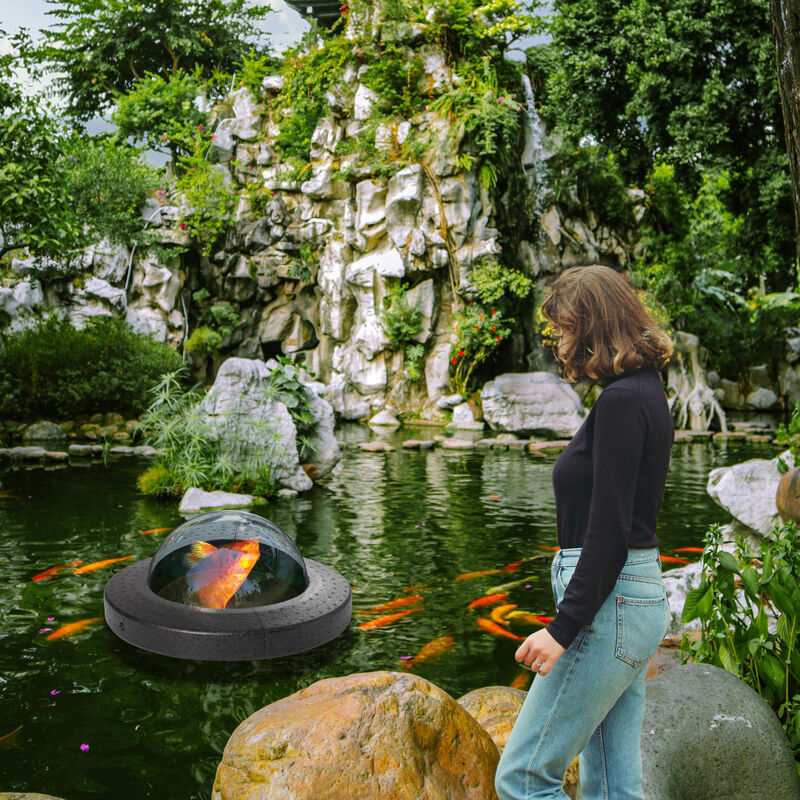 Floating Plastic Pond Fish Dome Ball for Fish to Swim Above the Surface of the Pond, Easy Assembly