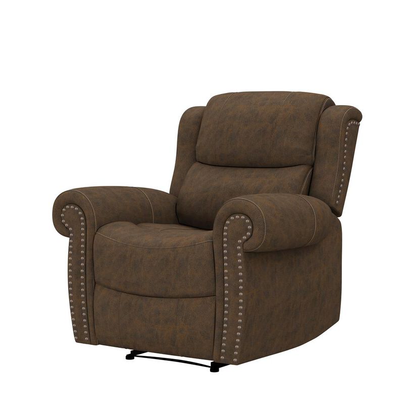 ProLounger Wall Hugger Recliner in Distressed Saddle Brown Faux Leather