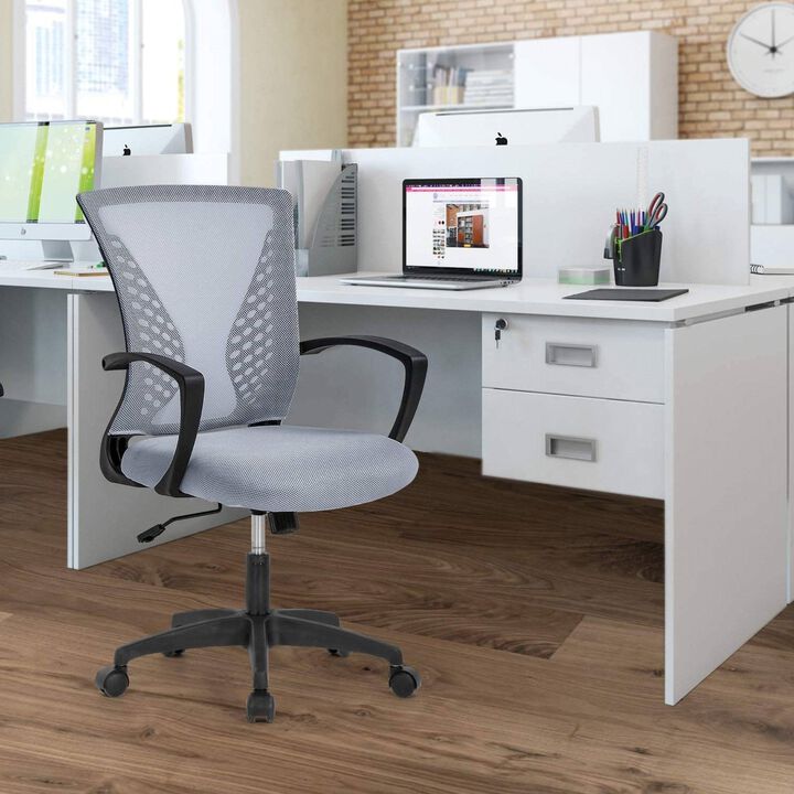 Modern Mid-Back Mesh Office Desk Chair with Armrest on Wheels