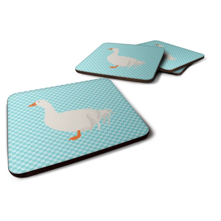 Caroline's Treasures Sebastopol Goose Blue Check Decorative coasters, 3.5, Multicolor