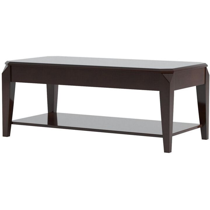 Innovative Coffee Table with Lift Top, Walnut Brown-Benzara