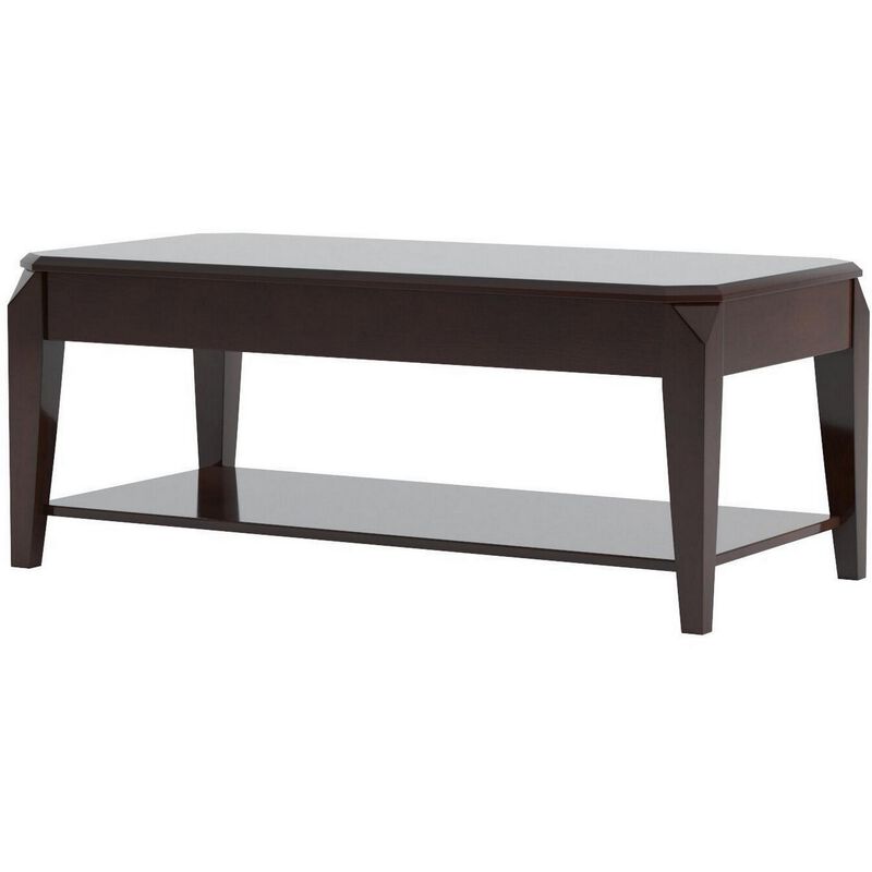 Innovative Coffee Table with Lift Top, Walnut Brown-Benzara
