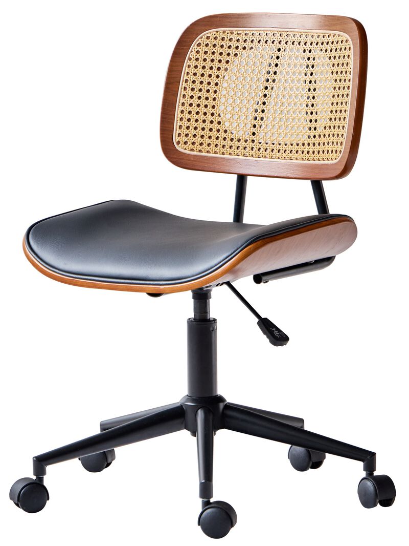 Design Adjustable Office Chair in Wood and Caning